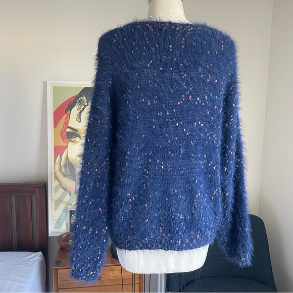 A\ Confetti Rainbow fuzzy fur sweater - Picture 5 of 7